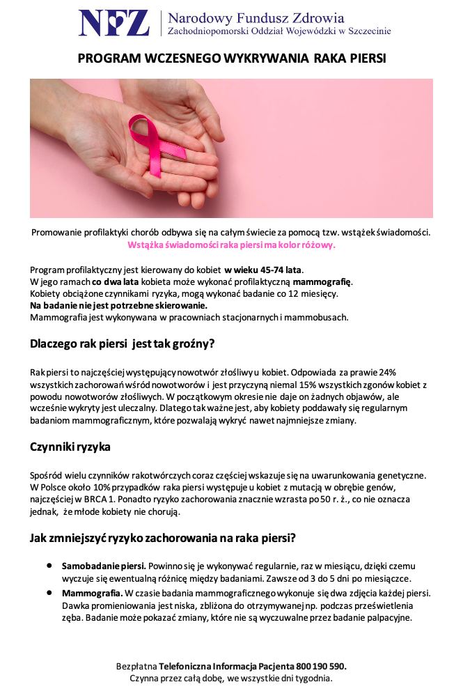 PROGRAM WCZESNEGO WYKRYWANIA RAKA PIERSI