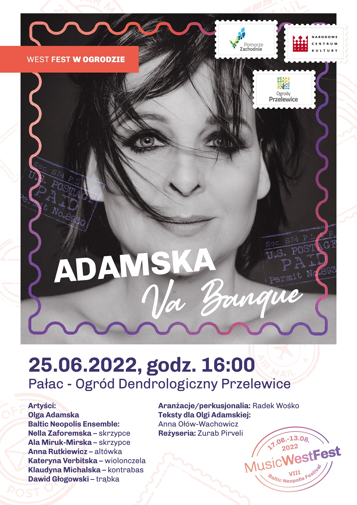 Koncert „Adamska VaBanque” 25.06.2022 o godz. 16:00 w Przelewicach.