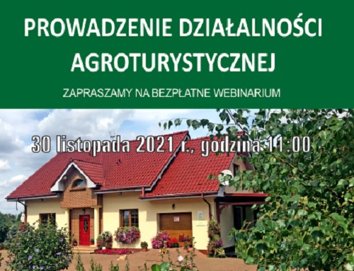 Prowadzenie działalności agroturystycznej - bezpłatne webinarium