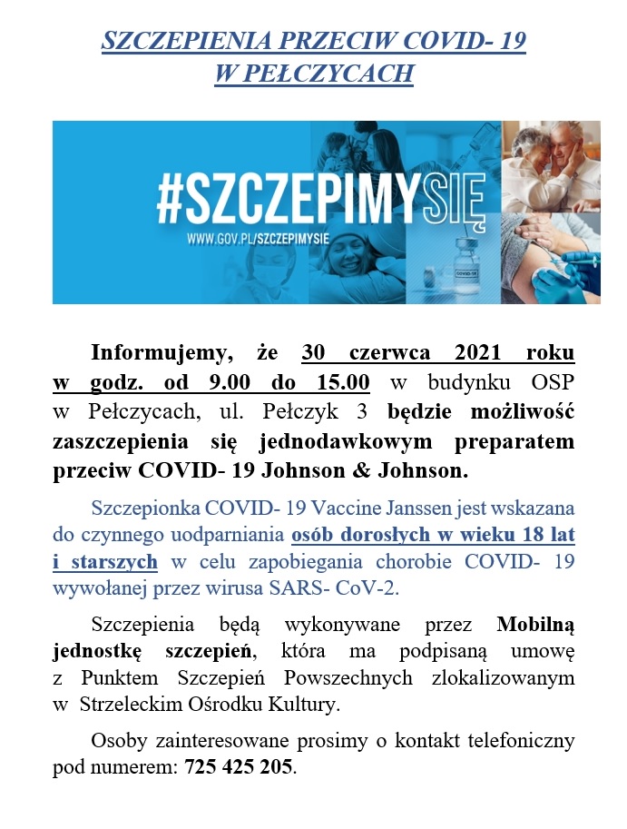 SZCZEPIENIA PRZECIW COVID- 19 W PEŁCZYCACH